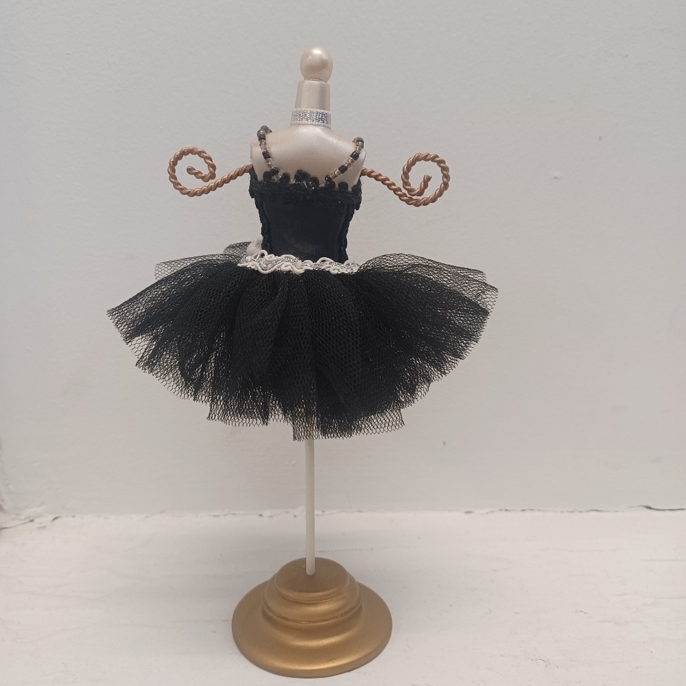 Vintage Jewelry Holder Mannequin Black Dress 7" Height - Picture 4 of 8